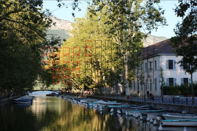 En mode multicollimateurs de mise au point, l’exposition est équilibrée quand certains collimateurs sont sur des zones lumineuses et d’autres sur des zones sombres.